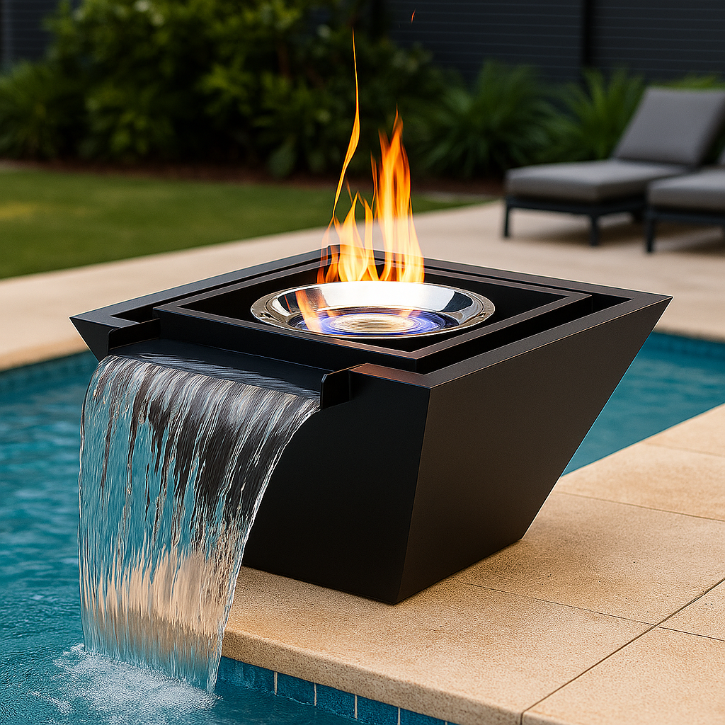 Obsidian Works Onyx Fall 30" Fire & Water Fountain